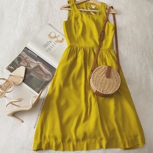 J. Crew Fit & Flare Hillary Midi Dress in Chartreuse